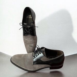 Johnson and Murphy Suede and Leather Oxford Shoes men Size 11.5 Grey and Black